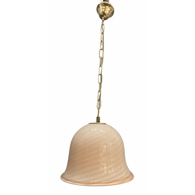 Pink Swirl Murano Glass Pendant Lamp from Venini For Sale - Image 10 of 11