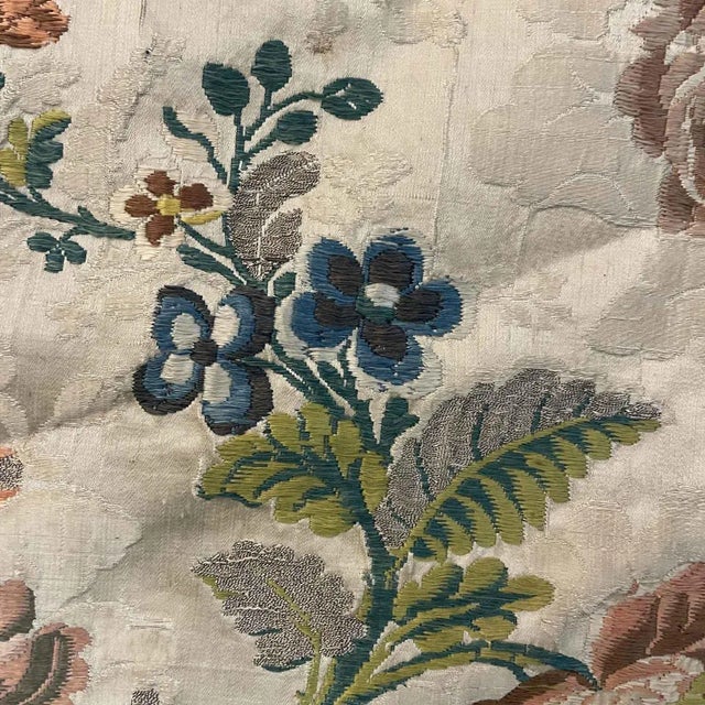 18th Century Embroidered Round Tablecloth For Sale - Image 5 of 10