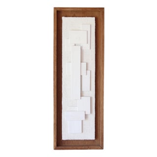 Linear Relief Composition, Wood on Jute For Sale
