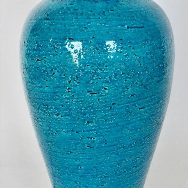 Aldo Londi Bitossi Rimini Blue and Green Stripe Table Lamp, 1950's For Sale - Image 11 of 12