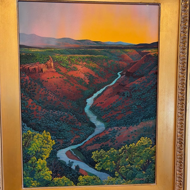 Rustic Joanna Overkamp Southwestern Gouache Painting, “Beneath the Setting Sun” For Sale - Image 3 of 6