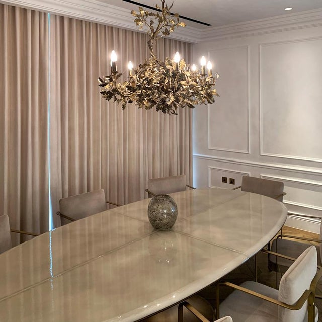 Mid-Century Modern Oval Pyrolave and Bronze Pedestal Dining Table, by Giorgetti, Italy 2018 For Sale - Image 3 of 12
