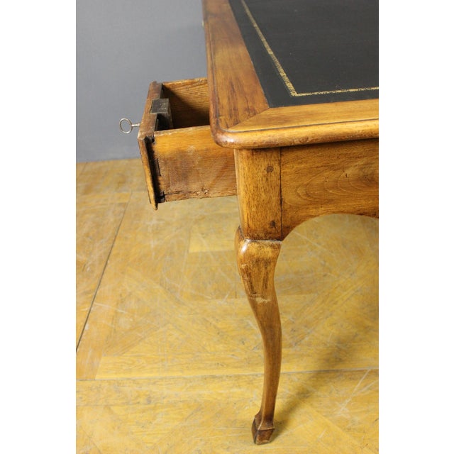 Louis XV Leather Walnut Desk, 1800s For Sale - Image 11 of 13
