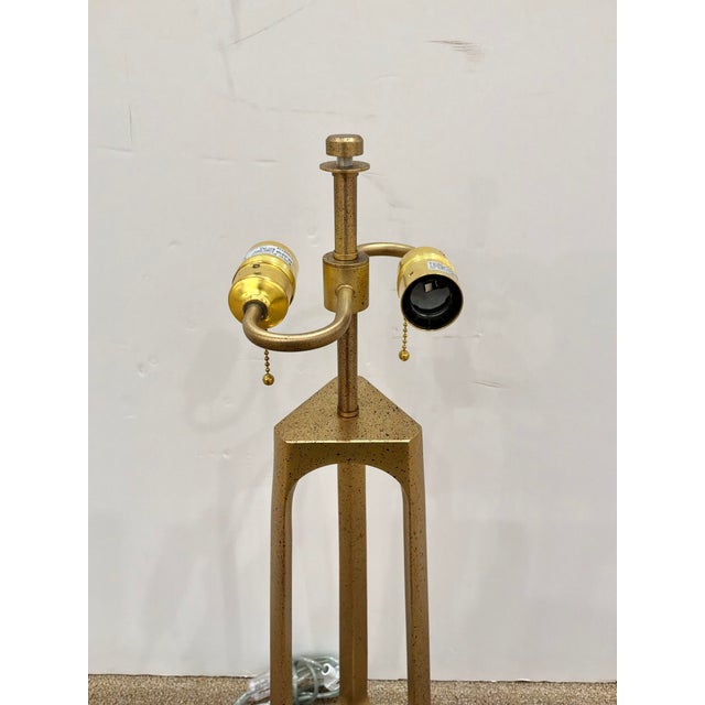 Original Retail $4797, stylish Jean Louis Deniot for Baker Modern Brass Finished with black speckles Iron Eye Table Lamp,...