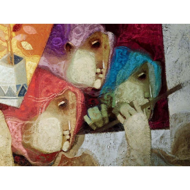 Brown Sunol Alvar "La Flautista en Grapa" Art Oil Painting with Custom Frame Hand Signed For Sale - Image 8 of 8