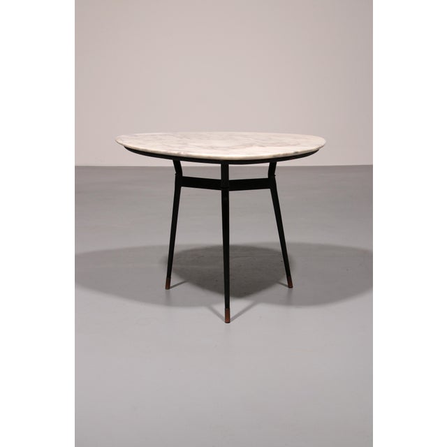 Metal Small Marble and Brass Accent Table, 1960 For Sale - Image 7 of 9
