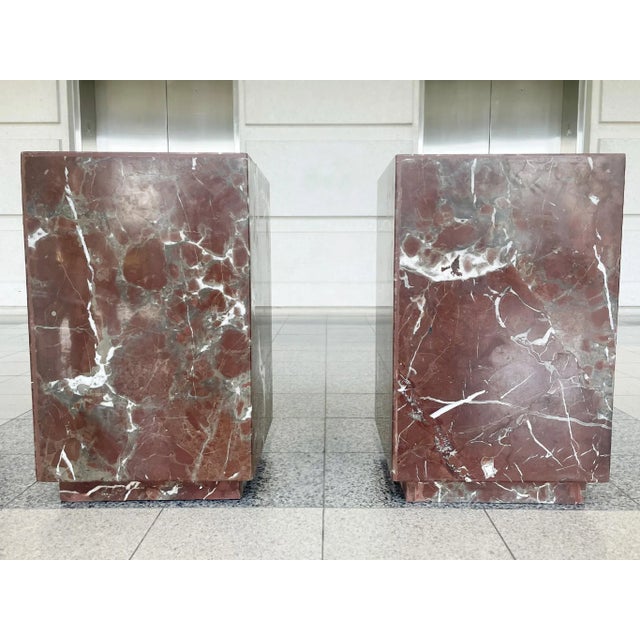 Mid-Century Modern Midcentury Marble Pedestal Side Tables - a Pair For Sale - Image 3 of 13