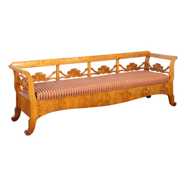 19th Century Swedish Karl Johan Birch Bench For Sale