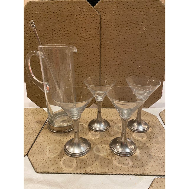 1980s Arte Italica Pewter and Crystal Martini Set- 6 Pieces For Sale - Image 9 of 9