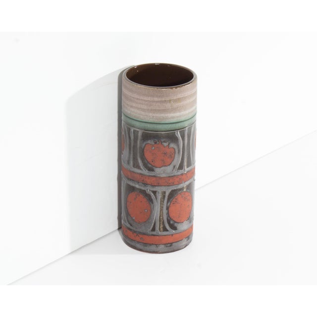 Mid-Century Modern Carstens Tönnieshof West German Ceramic Cylinder Vase For Sale - Image 3 of 8