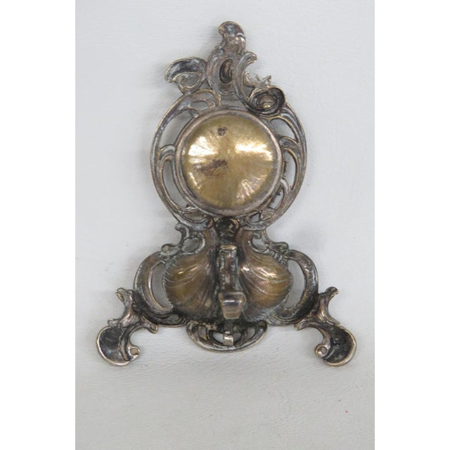 Rococo Style Brass Tone Pocket Watch Holder Stand Shell Scrollwork Motif 5169b For Sale - Image 9 of 16