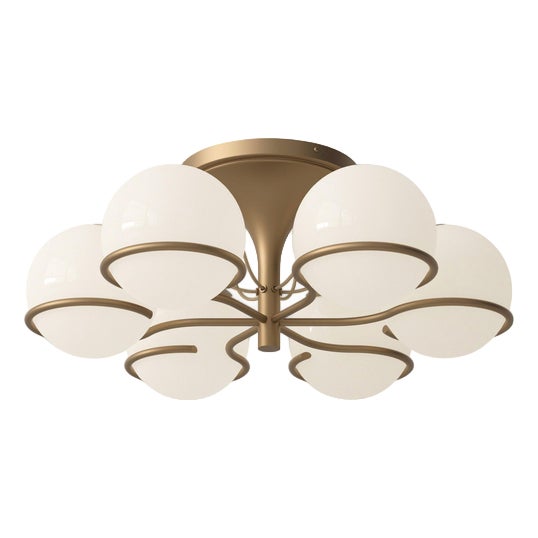 Model 2042/6 Ceiling Lamp in Opaline Glass by Gino Sarfatti for Astep, Italy For Sale
