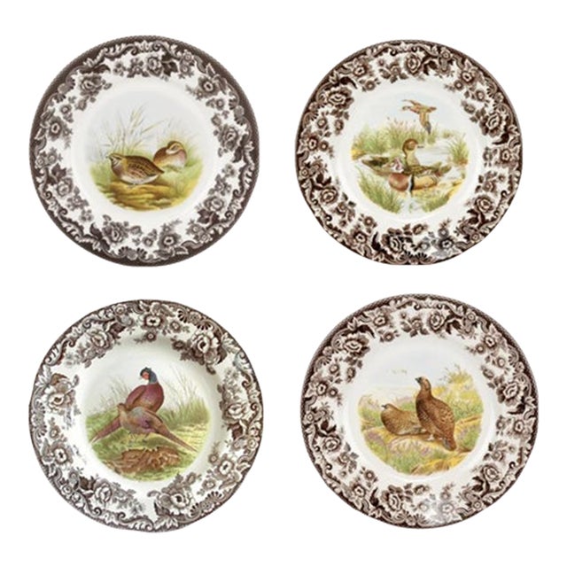 Vintage MCM 1980s Spode Woodland Dinner Plates-Set of 4 For Sale