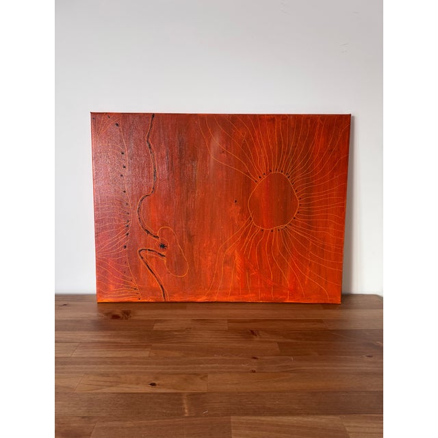 Red Abstract Oil Painting Terracotta Wall Art, Modern Abstract Canvas, Warm Neutral Home Decor, Contemporary Interior Art For Sale - Image 6 of 6