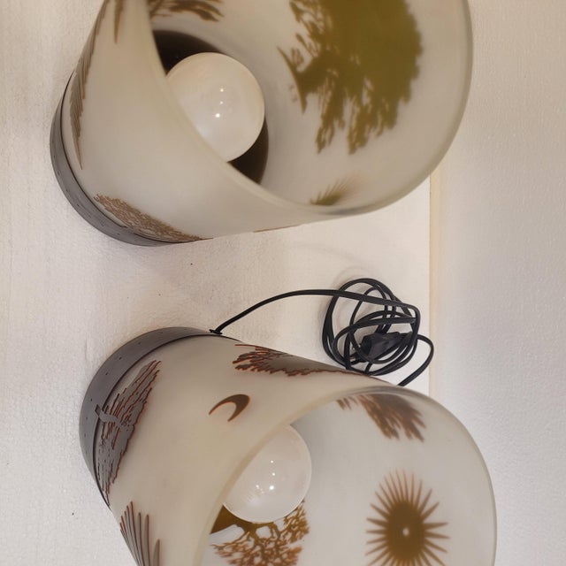 Table Lamps in Bent and Acid-Etched Glass by F.J., France, 1970s, Set of 2 For Sale - Image 12 of 18