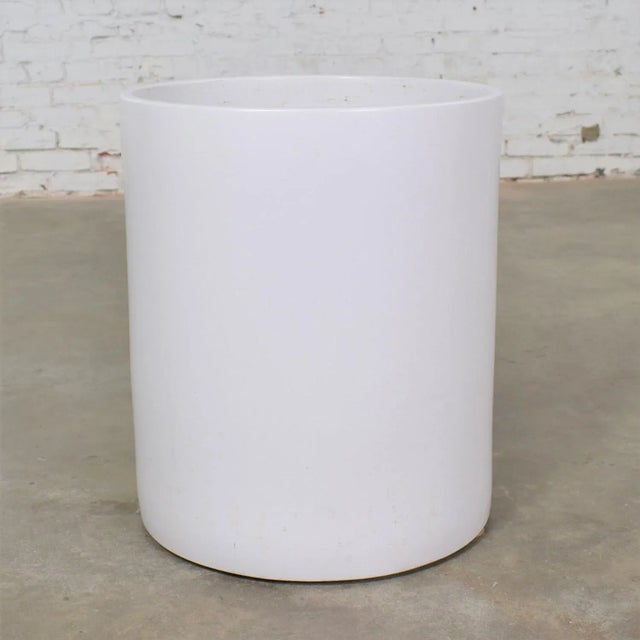 Architectural Pottery Vintage Mid Century Modern Architectural PotteryWhite Cylindrical Pot For Sale - Image 4 of 12
