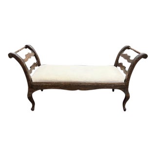 19th Century Hand Carved Scandinavian Wood Bench For Sale