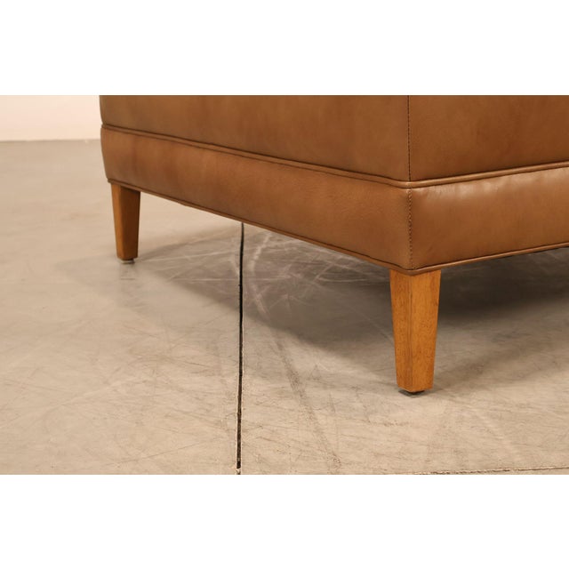 Ethan Allen 'Nassau' Tufted Leather Square Ottoman For Sale - Image 10 of 18
