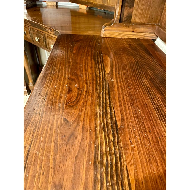 1980s Kling Colonial Country Hearth Distressed Solid Pine Den Desk Dresser Cabinet Bookshelf Set For Sale - Image 11 of 12