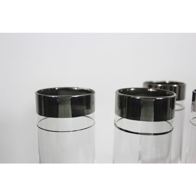 1960s 1960s Mid-Century Modern Silver Rim Champagne Flutes Glasses- Set of 4 For Sale - Image 5 of 12