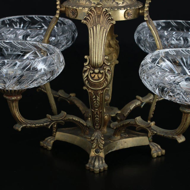 Mid-Late 20th Century Regency Style Bronze and Cut Glass Centerpiece Epergne For Sale In Cleveland - Image 6 of 10