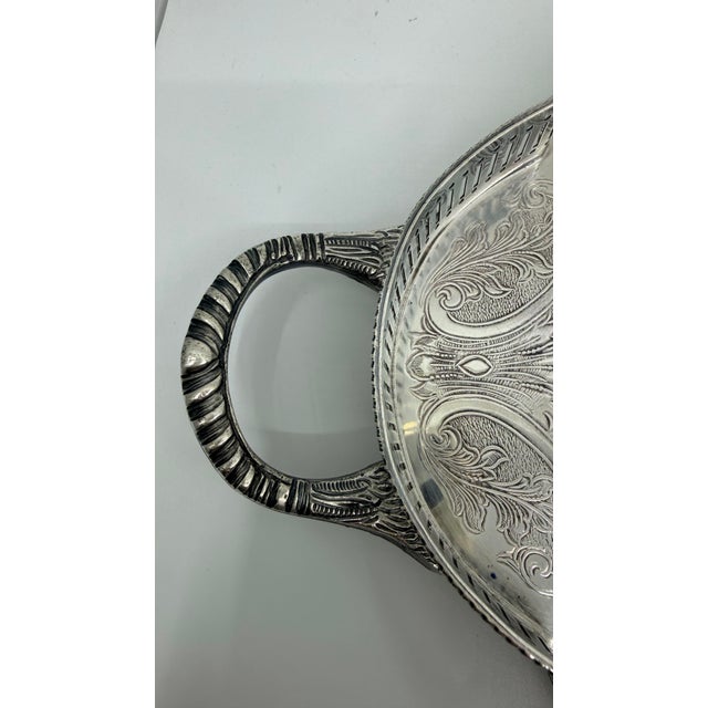 Large English Sheffield Silver Footed Gallery Tray - Engraved For Sale - Image 9 of 12