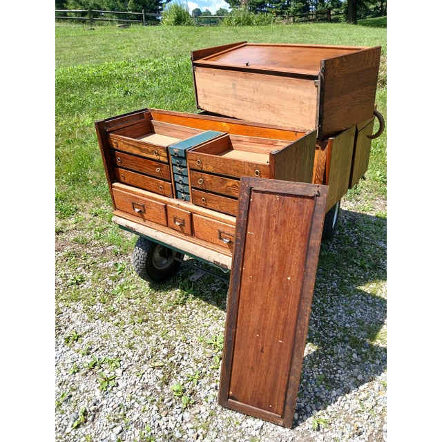 Antique 4 Section Quarter Sawn Oak Barrister Bookcase Lundstrom W Blind Doors and File Drawers 1905 For Sale - Image 12 of 18