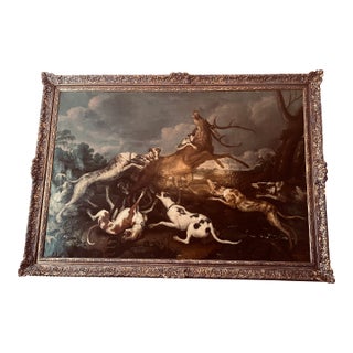 Early 19th Century Deer Cornered by a Pack of Hounds-Stag Hunt For Sale