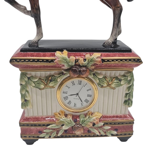 Fitz and Floyd Equestrian Clock Sculpture – Dressage Horse and Rider Figurine For Sale - Image 9 of 11