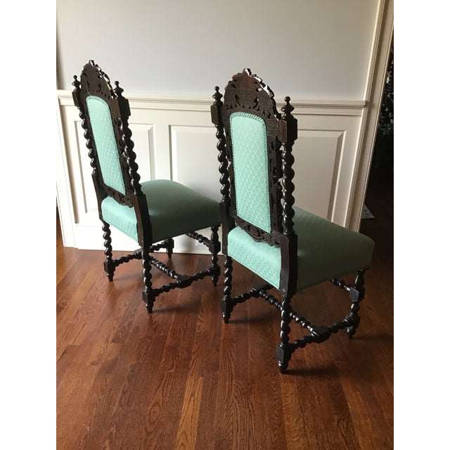 Victorian Oak Green Man Chairs A Pair Chairish