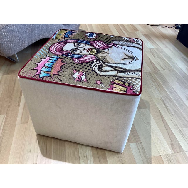 Early 21st Century Pop Art Style Pouf with Pin Up, 2010s For Sale - Image 5 of 7