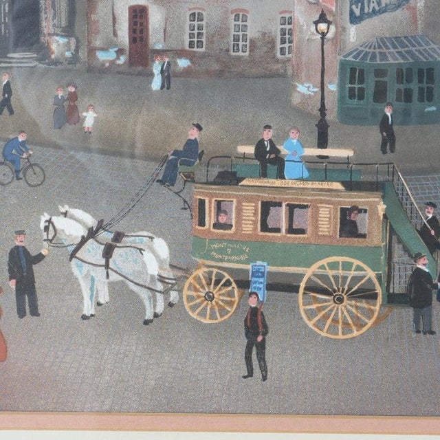 M. Delacroix Framed French Cafe Print Signed 20thC For Sale - Image 4 of 12