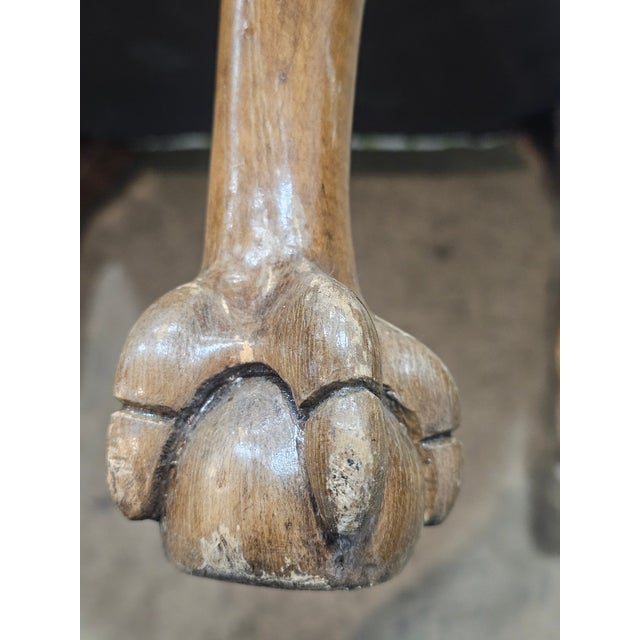 Early 20th Century Chippendale Mahogany Wing Chair Carved Ball & Claw Feet Needpoint Fabric For Sale - Image 10 of 11