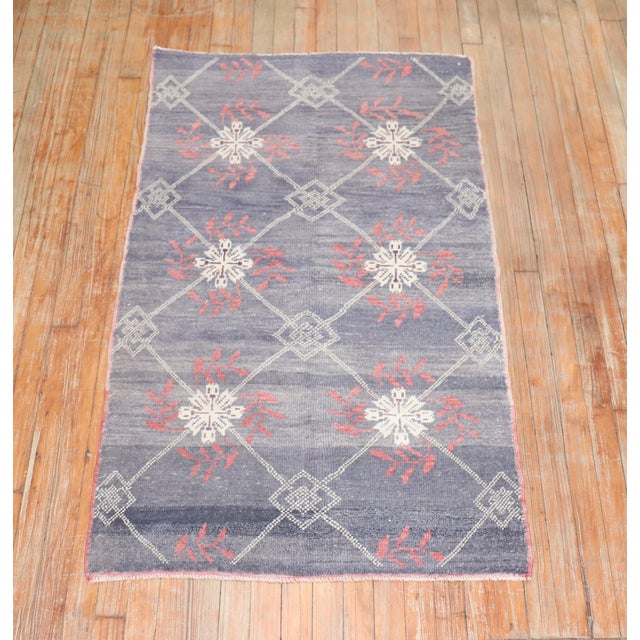 Mid-Century Modern Zabihi Collection Vintage Turkish Konya Small Rug For Sale - Image 3 of 18