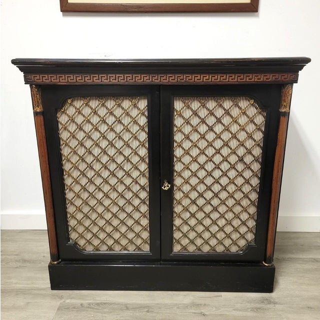 1970s Hollywood Regency Flip-Top Bar Cabinet With Greek Key Detail For Sale - Image 12 of 13