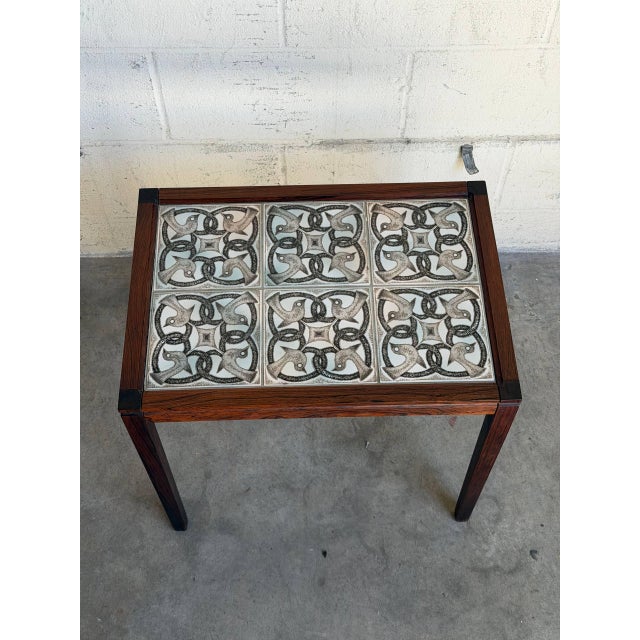 Vintage Danish Rosewood Tile Top Side Table Scandinavian Modern End Table For Sale - Image 4 of 9