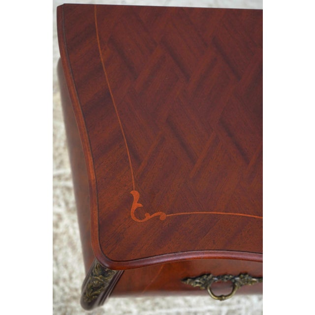 French Style Inlaid Mahogany Bombe Chest Commode For Sale - Image 16 of 17