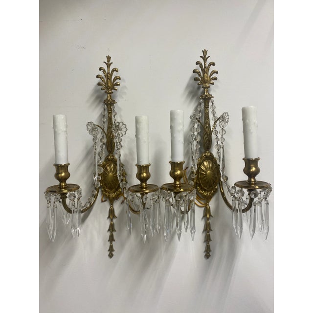 1920s 1920s Caldwell Sconces With Beaded Crystals - a Pair For Sale - Image 5 of 11