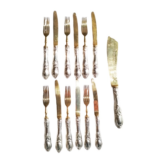 1950s Silver Dessert Cutlery Set, 1950s, Set of 13 For Sale - Image 5 of 12