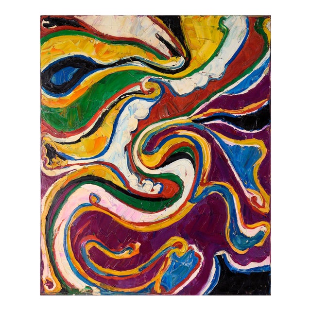 Heavily Textured Abstract Expressionist Composition in Oil on Canvas by Harald Dry Schmidt For Sale