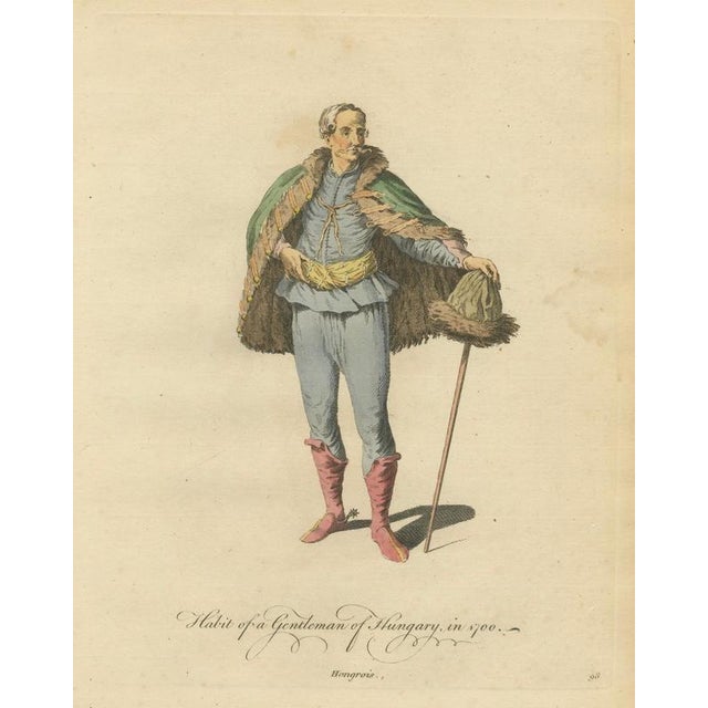 Mid 18th Century European School, Hungarian Gentleman and Lady Costume, 1749, Paper Engravings, Set of 2 For Sale - Image 5 of 10