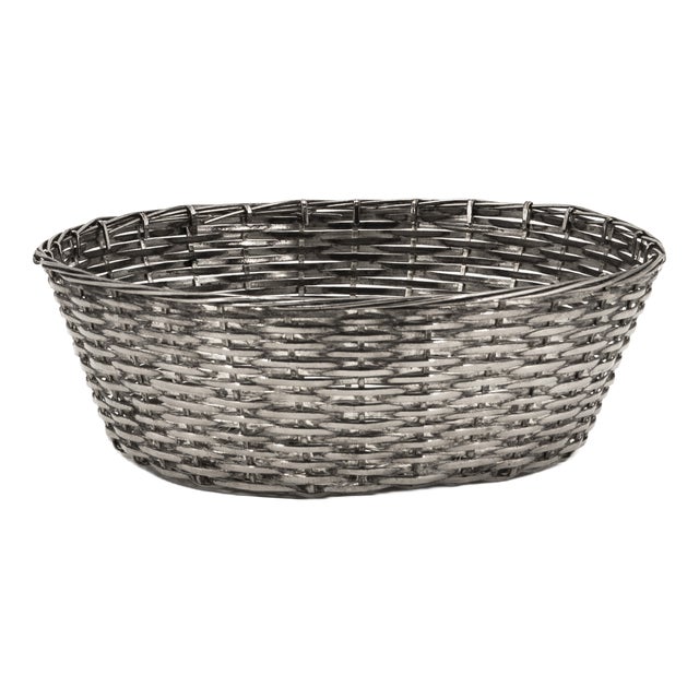 Mid-Century Classic Braided Metal Basket, 1950s For Sale