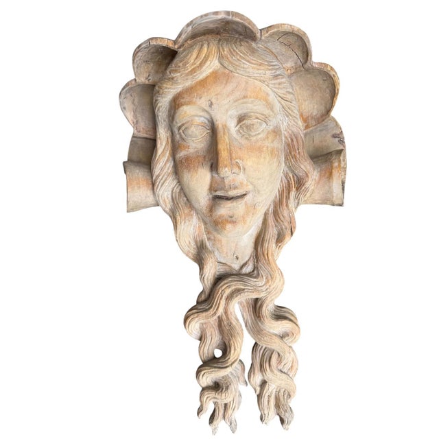 One of a kind pair of wood carved heads found in Bavaria. God and Goddess of wine Great pieces of wall art! 20" x 12.5" x...