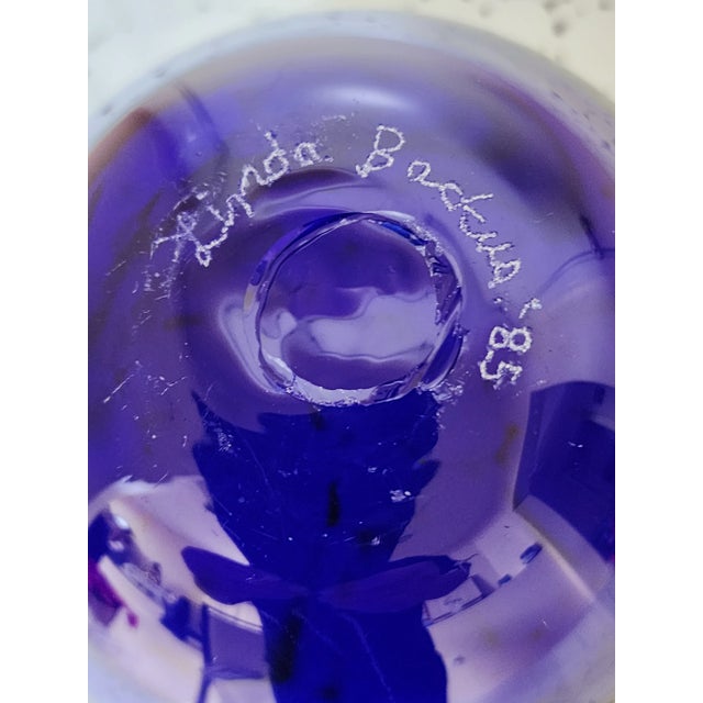 Royal Blue Late 20th Century Handmade Cobalt Glass Bowl Signed by Artist Linda Backus For Sale - Image 8 of 9