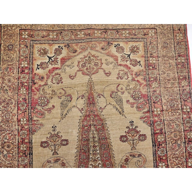 19th Century Kerman Lavar Pictorial Rug, Hand-Knotted Wool, Tree of Life Pattern, Tan & Red, 4’ X 6’ For Sale In Chicago - Image 6 of 12