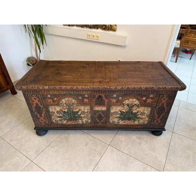 Tyrolean Rustic Hand-Painted Chest For Sale - Image 5 of 18