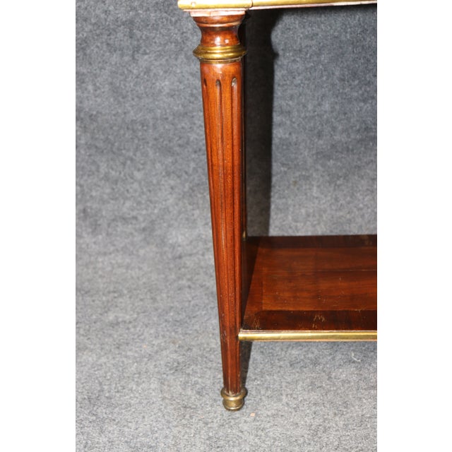 20th C. French Louis XVI Style Brass Mounted Marble Top Sofa Console Table For Sale - Image 13 of 15