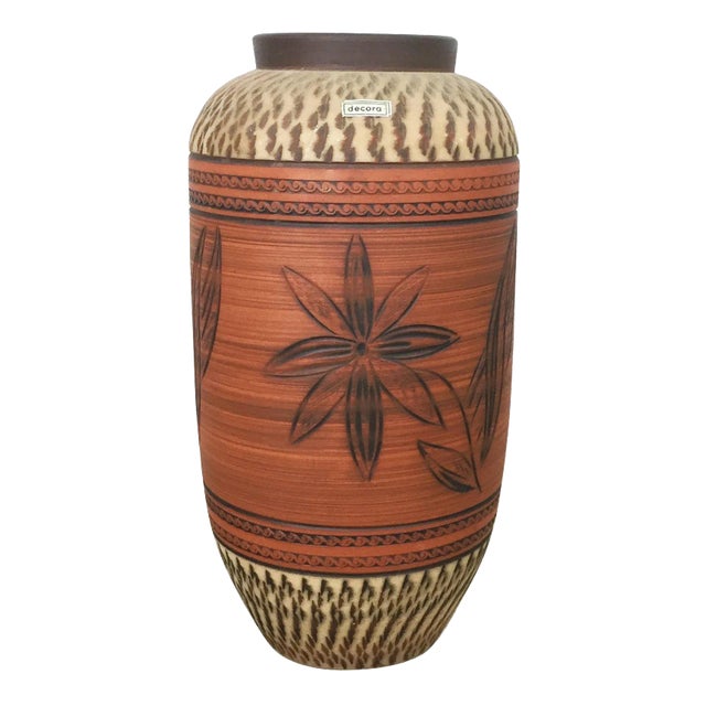 Vintage Ceramic Pottery Floor Vase from Decora Ceramic, Germany, 1960s For Sale