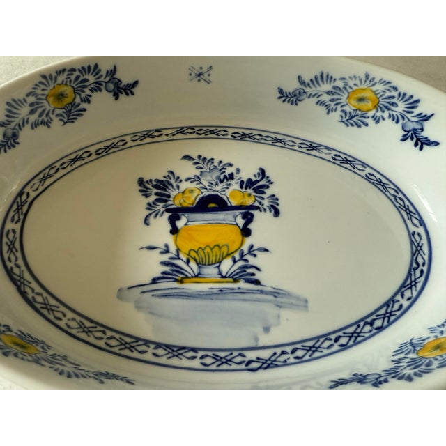 Hand Painted Oval Serving Bowl For Sale - Image 4 of 8