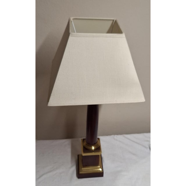 Vintage Table Lamp with Square Base and Original Square Fabric Shade, 1970s For Sale - Image 3 of 3